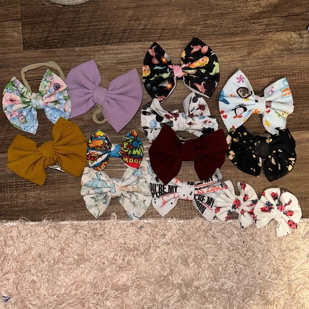 HANDMADE Lot of Boutique Bows 13‎ total